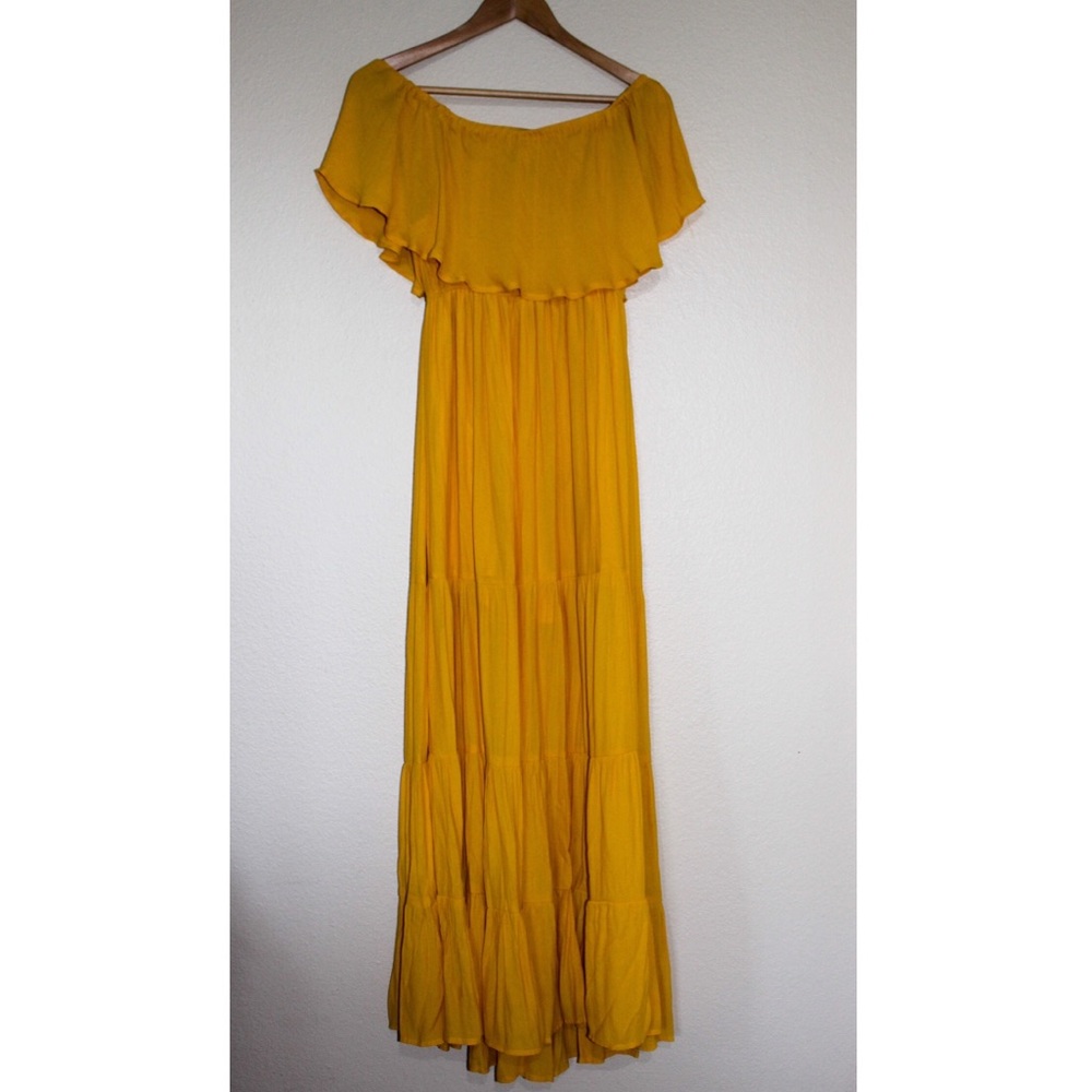 Yellow Off the Shoulder Maxi Dress